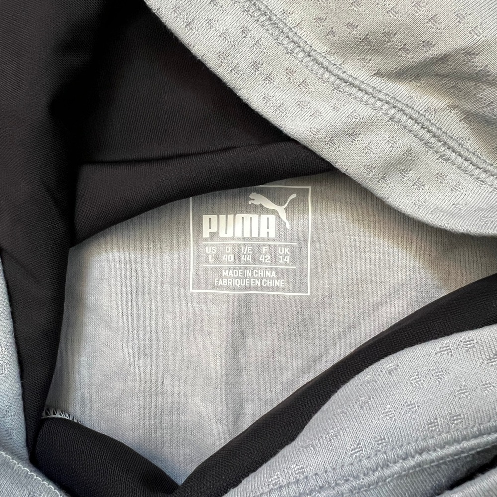 Puma Womens Large Light Gray Silver Pullover Fold Over‎ Neck Sweatshirt - Picture 4 of 5
